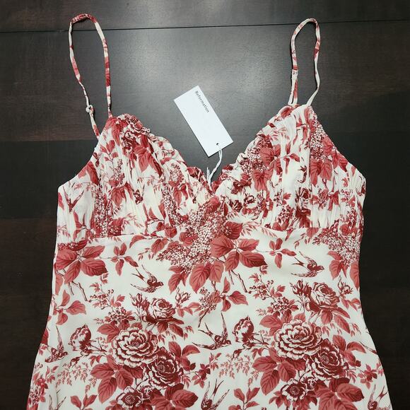 NWT Reformation Fawn Dress Toile De Jouy Red Size 10 - Picture 3 of 6